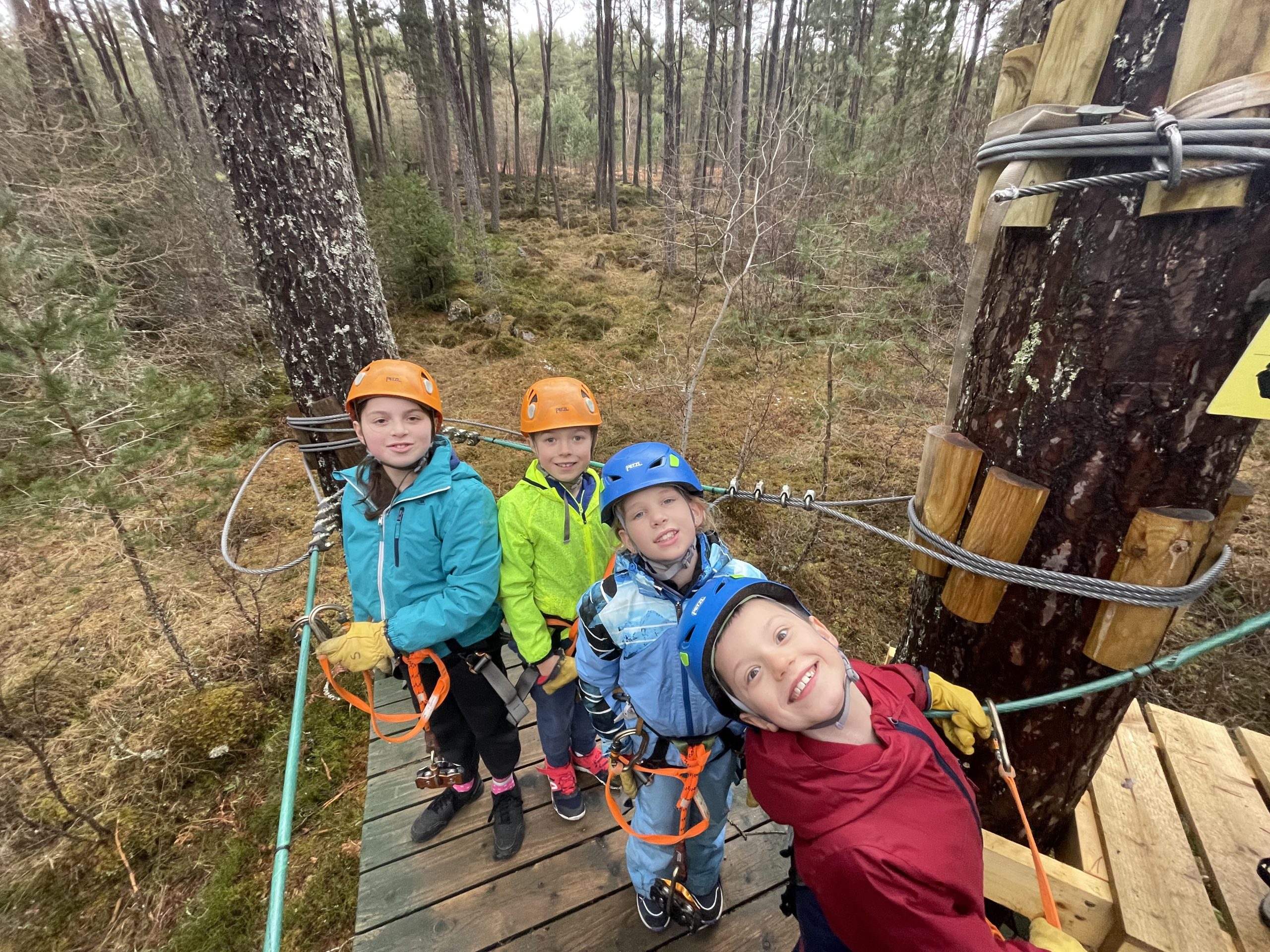 Ziplining at Alvie on a stormbound day